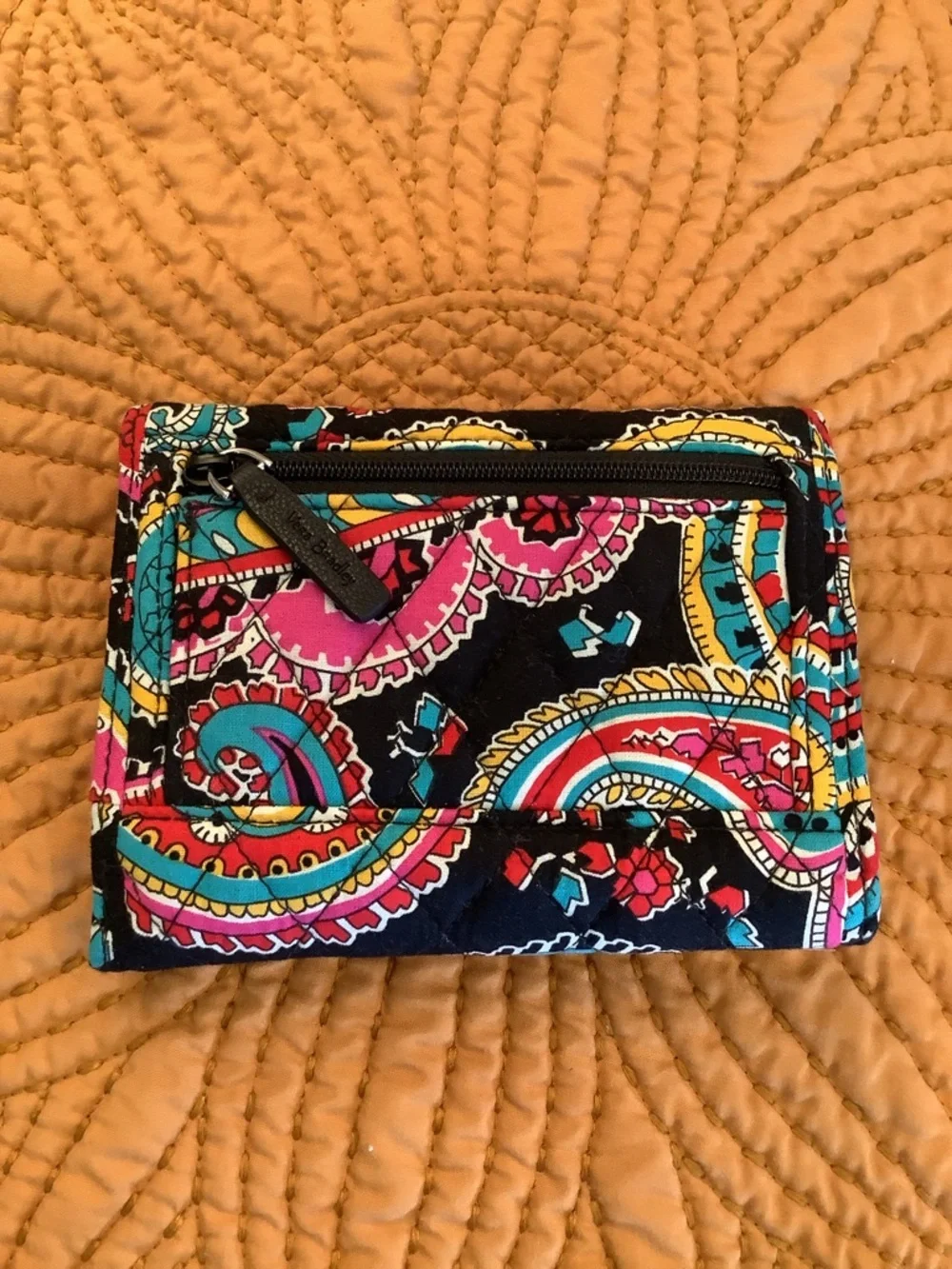 Vera Bradley Quilted Paisley Fold-Over Wallet Clutch - Black Multicolor - Picture 2 of 4